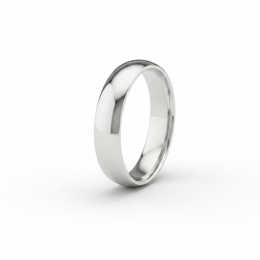 9ct White Gold Light D Shape 4mm Wedding Ring