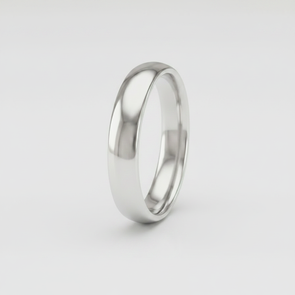 9ct White Gold Heavy D Shape 3mm Wedding Ring