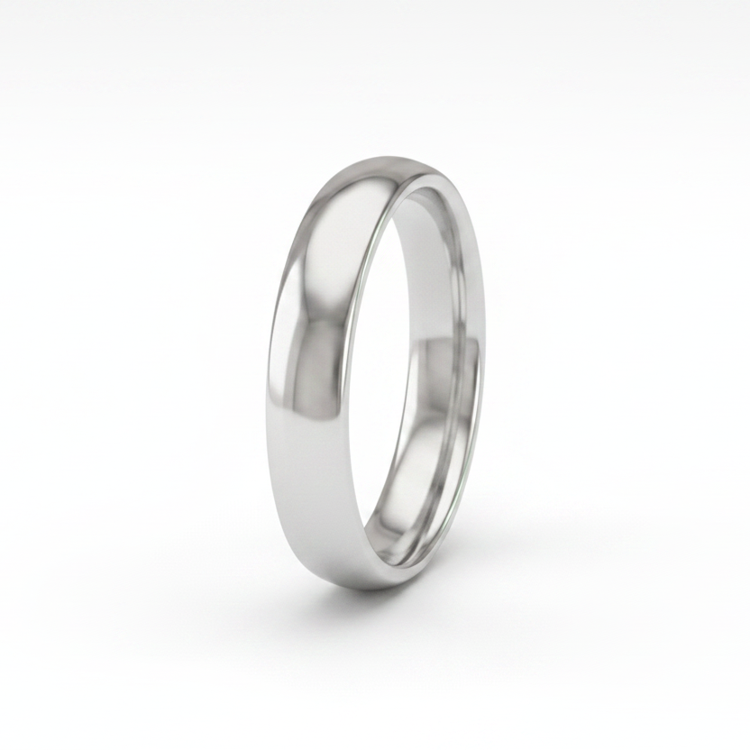 9ct White Gold Light D Shape 3mm Wedding Ring