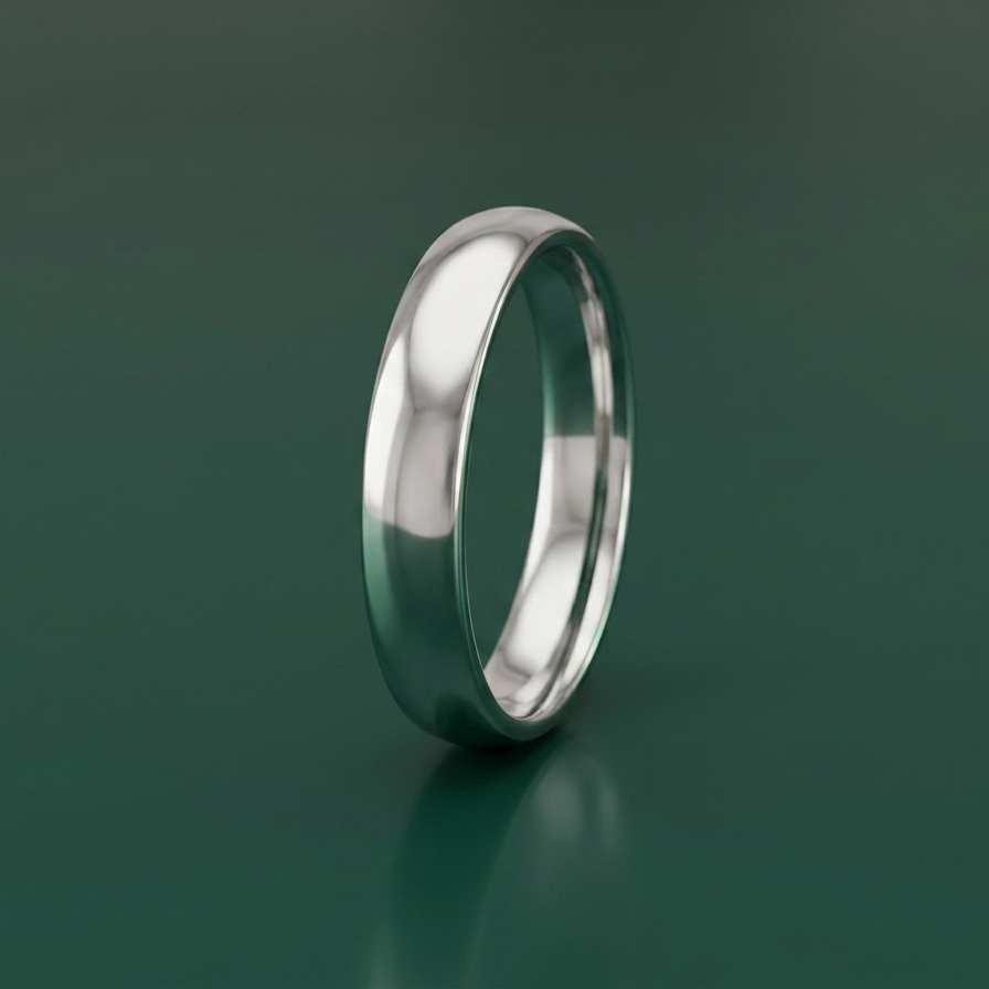 9ct White Gold Heavy D Shape 3mm Wedding Ring