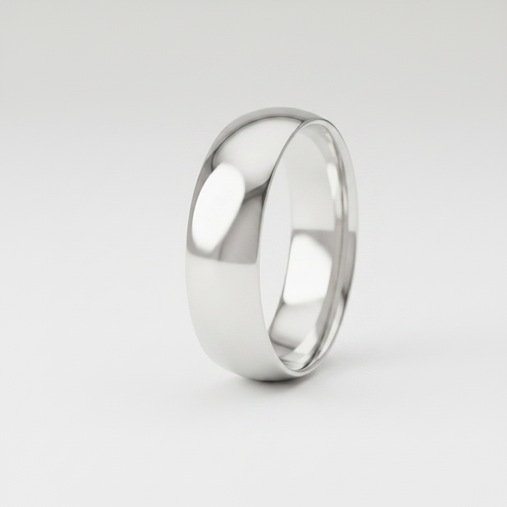 9ct White Gold Light D Shape 5mm Wedding Ring
