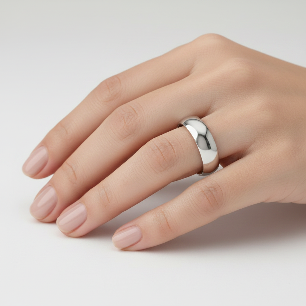 9ct White Gold Light D Shape 5mm Wedding Ring