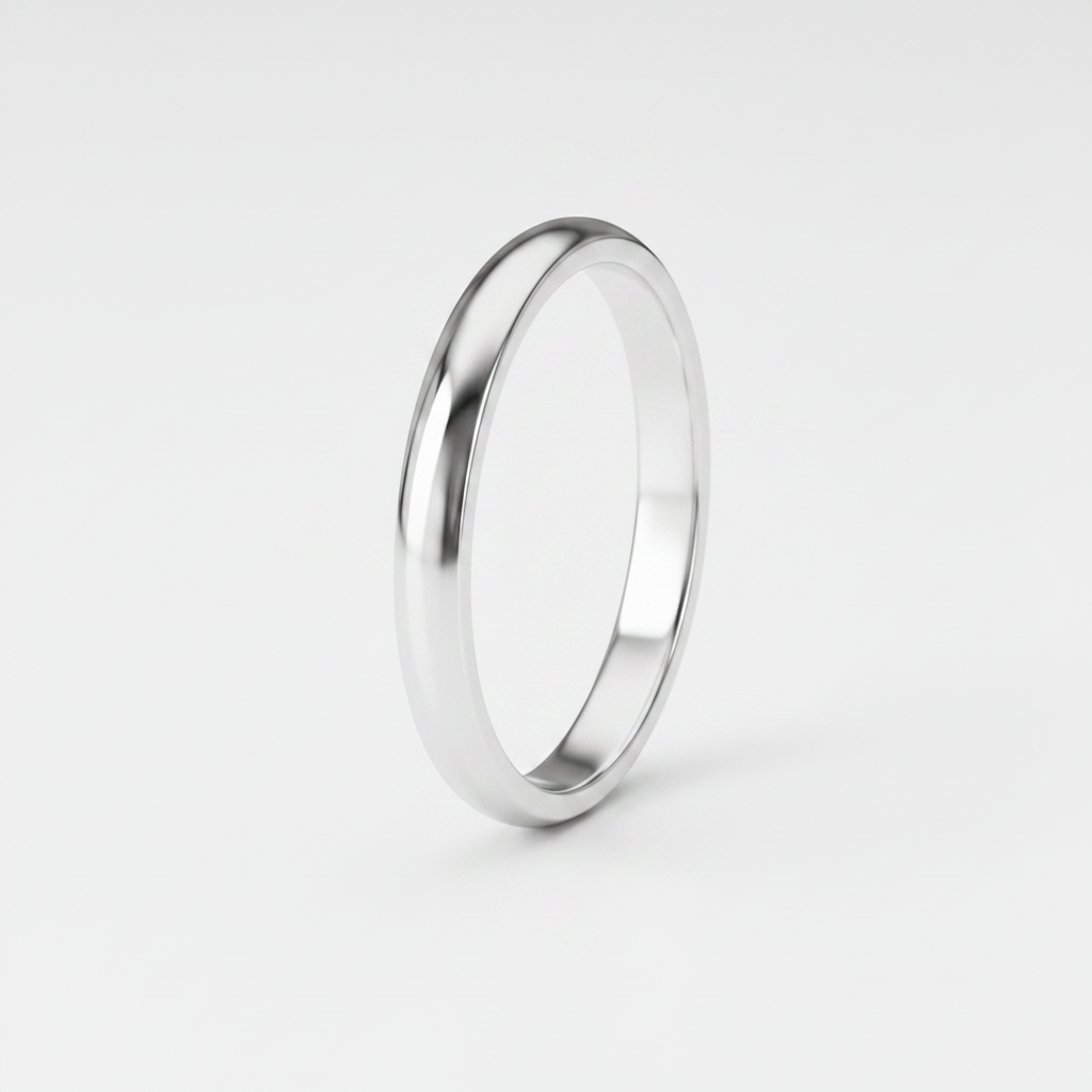 9ct White Gold Heavy Court Shape 2.5mm Wedding Ring