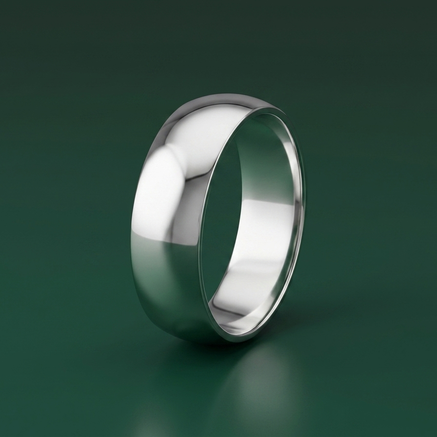 9ct White Gold Heavy D Shape 5mm Wedding Ring