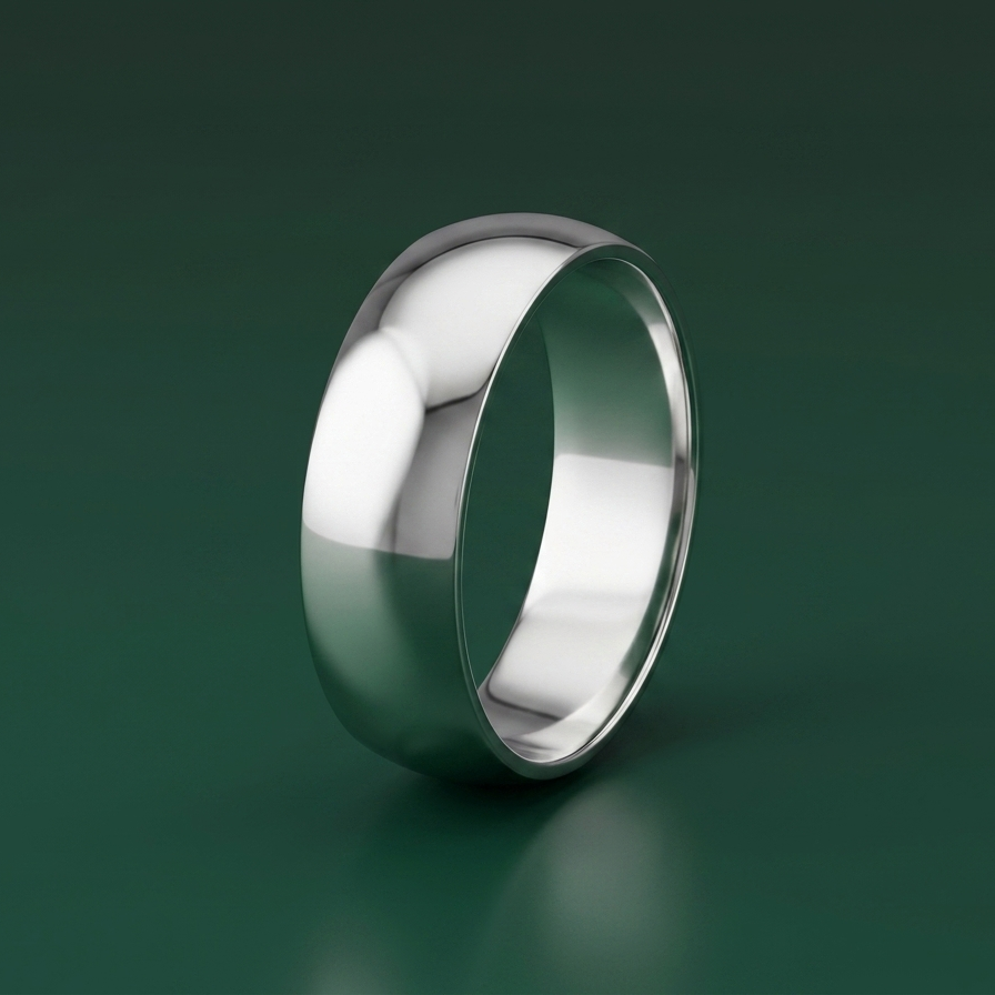 9ct White Gold Light D Shape 6mm Wedding Ring