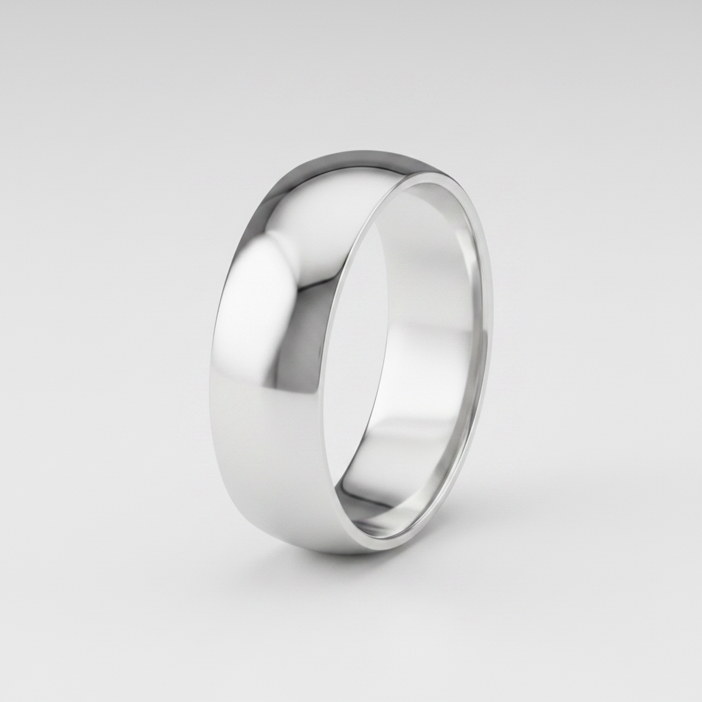 9ct White Gold Heavy D Shape 5mm Wedding Ring
