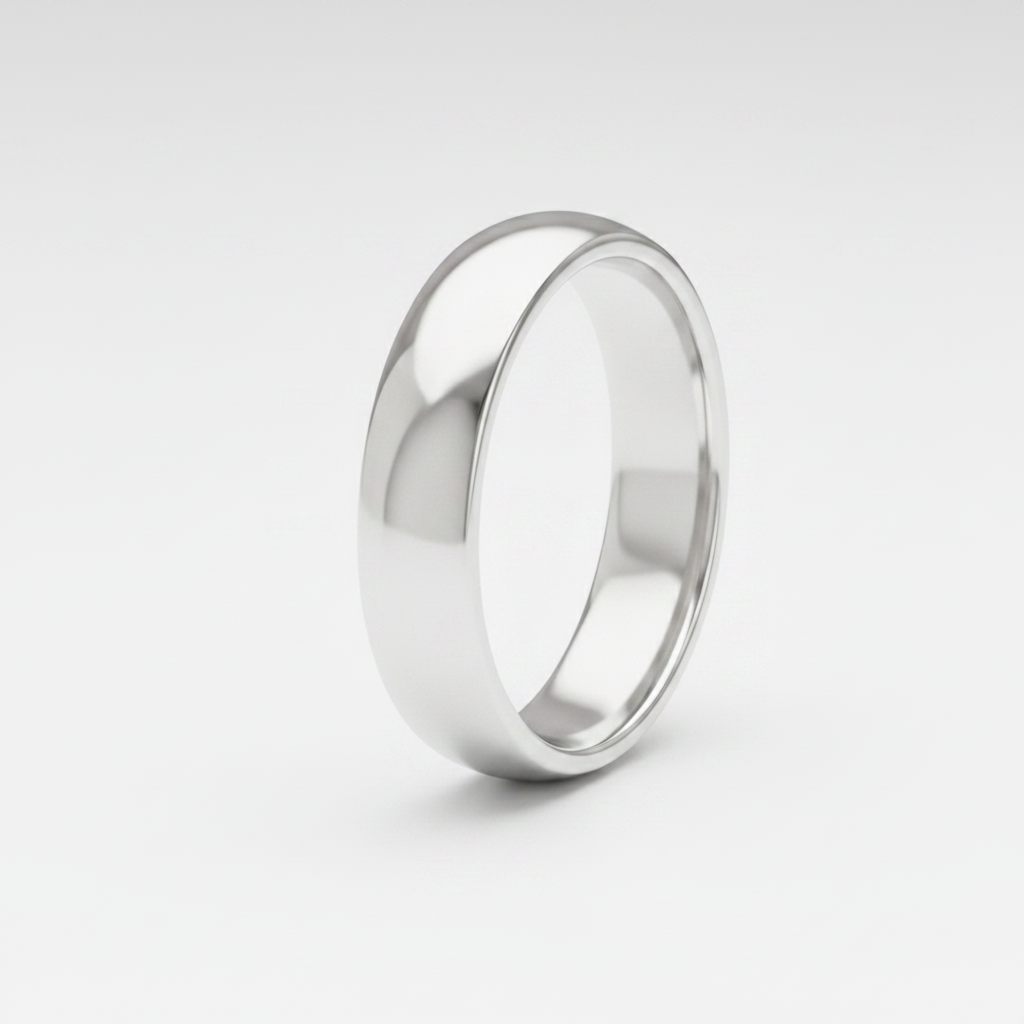 9ct White Gold Heavy Court Shape 6mm Wedding Ring