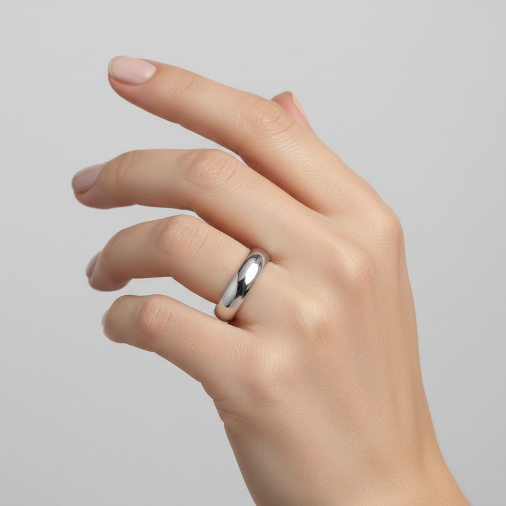 9ct White Gold Heavy Court Shape 6mm Wedding Ring