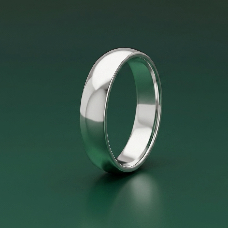 9ct White Gold Heavy Court Shape 6mm Wedding Ring