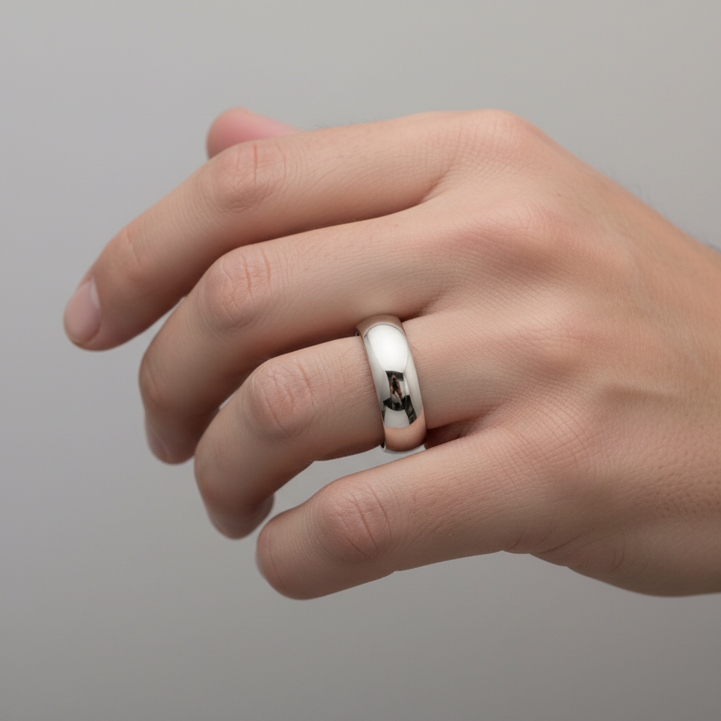 Silver Heavy Court Shape 6mm Wedding Ring