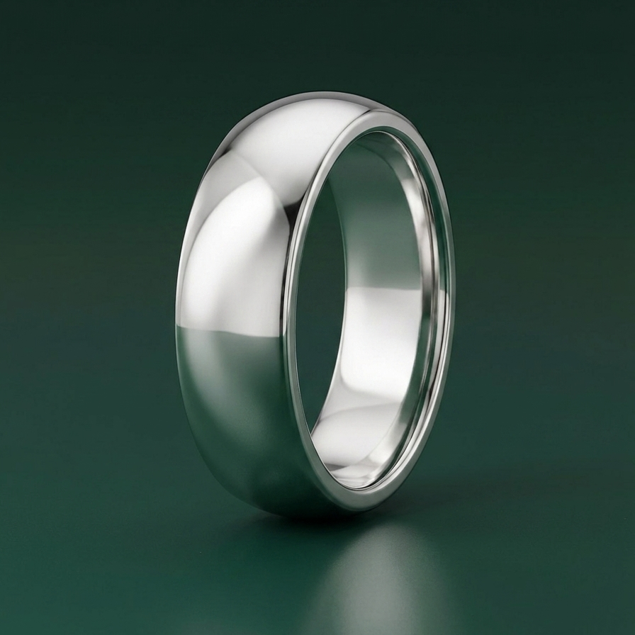 Silver Heavy Court Shape 6mm Wedding Ring