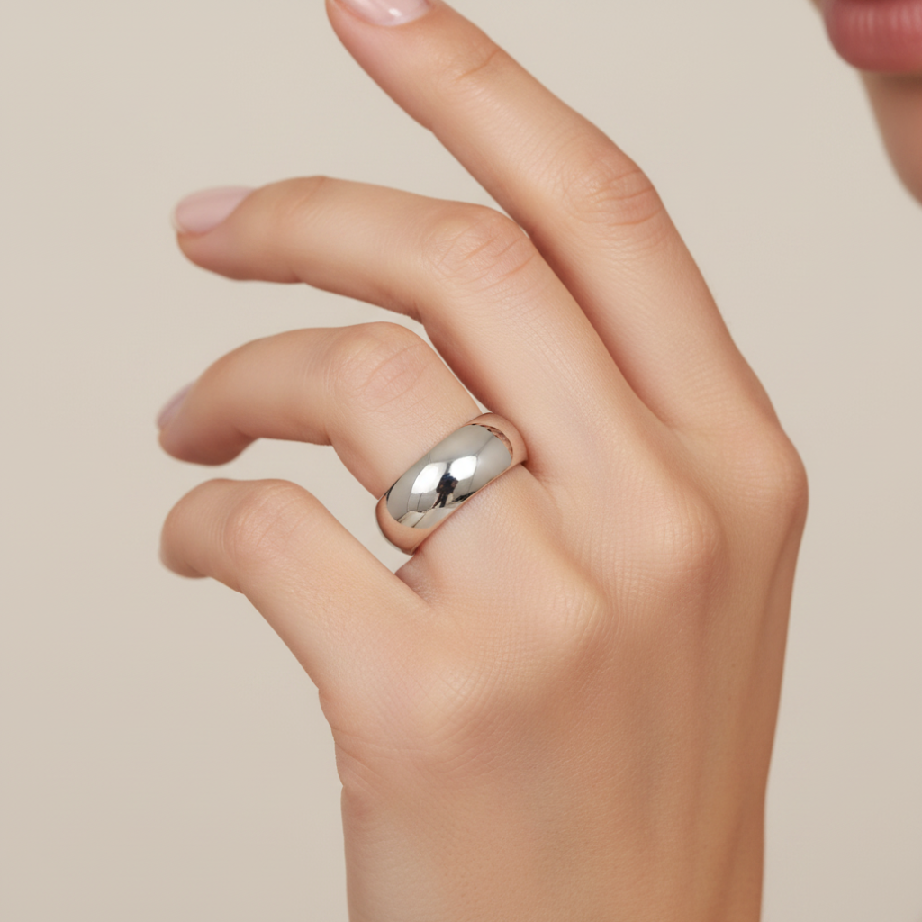 9ct White Gold Light D Shape 7mm Wedding Ring