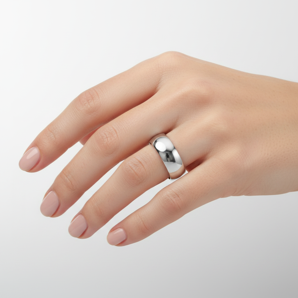 Silver Heavy Court Shape 7mm Wedding Ring