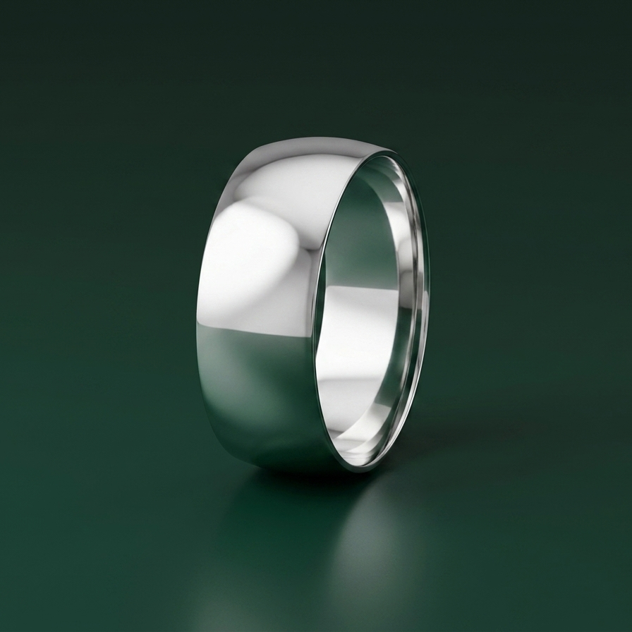9ct White Gold Light D Shape 7mm Wedding Ring