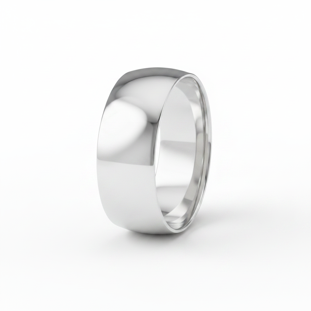 9ct White Gold Light D Shape 7mm Wedding Ring