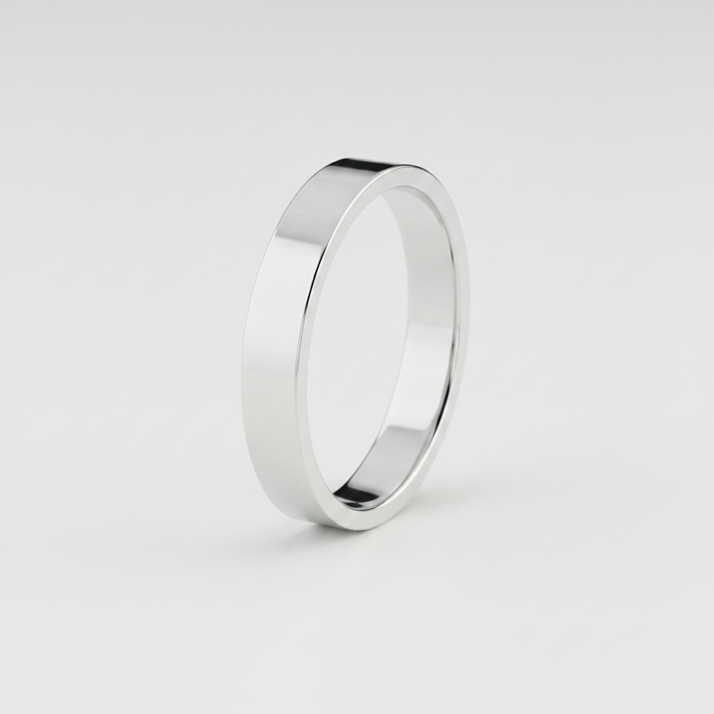 9ct White Gold Light Flat Court Shape 3mm Wedding Ring