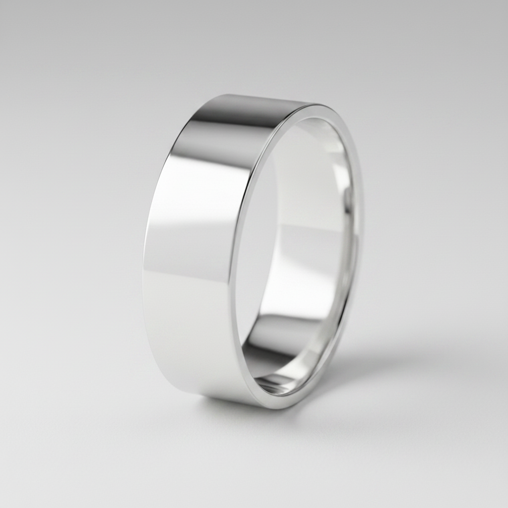 9ct White Gold Light Flat Shape 6mm Wedding Ring