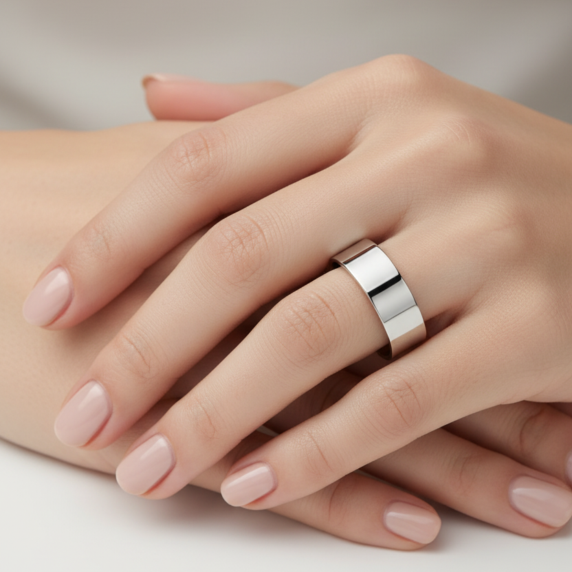 9ct White Gold Light Flat Shape 6mm Wedding Ring