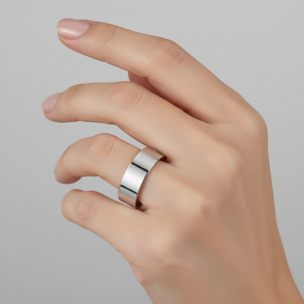 18ct White Gold Heavy Flat 5mm Wedding Ring