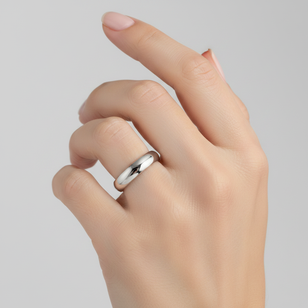 9ct White Gold Light Court Shape 3mm Wedding Ring
