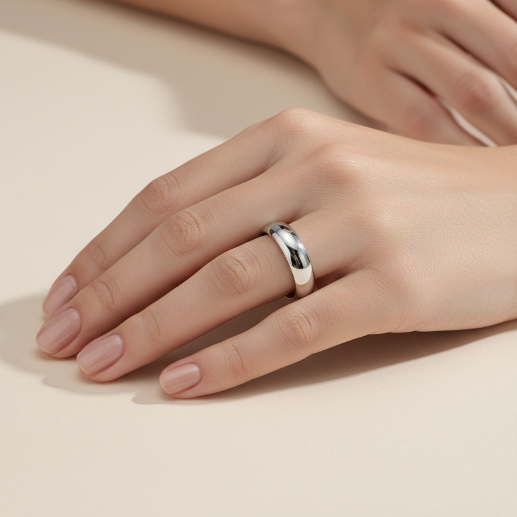 9ct White Gold Heavy Court Shape 4mm Wedding Ring