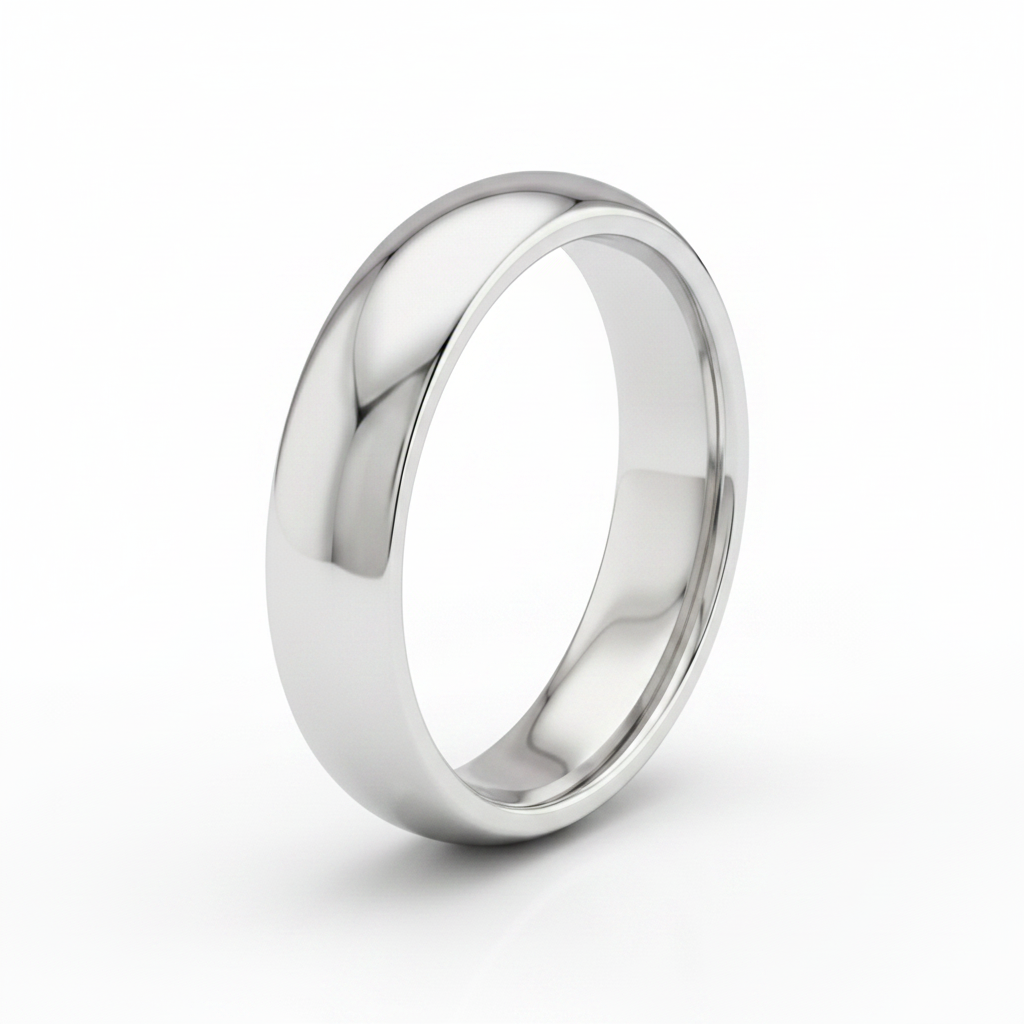 9ct White Gold Heavy Court Shape 4mm Wedding Ring