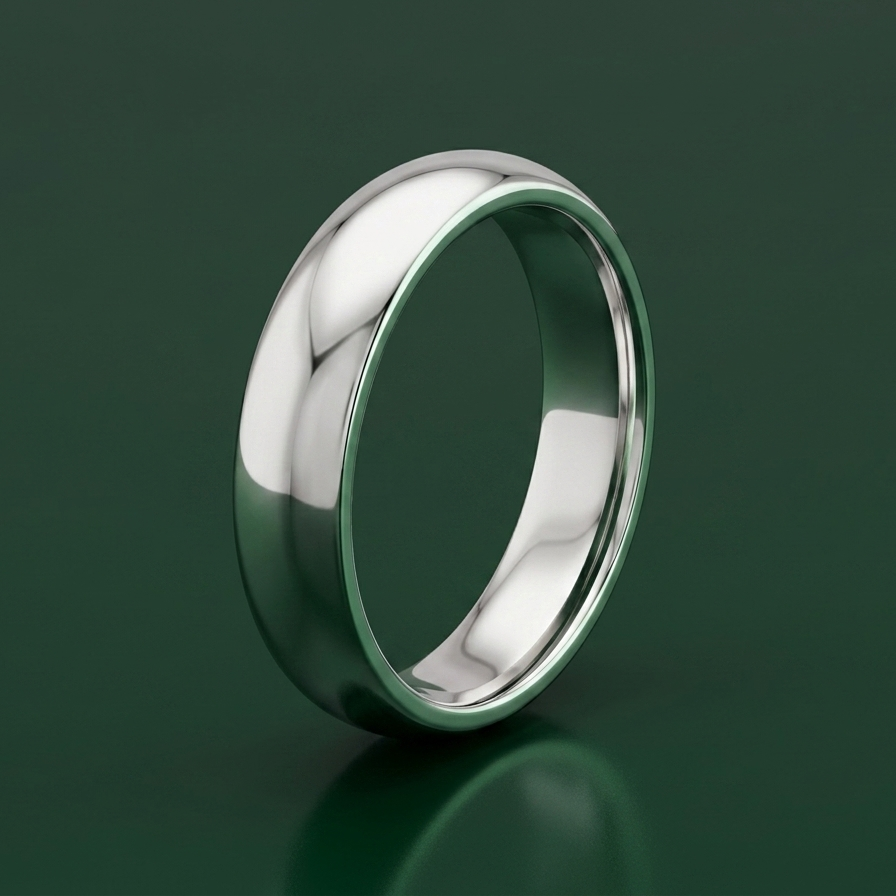 9ct White Gold Heavy Court Shape 4mm Wedding Ring