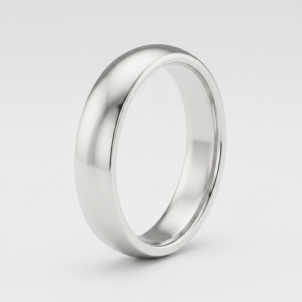 9ct White Gold Light Court Shape 5mm Wedding Ring