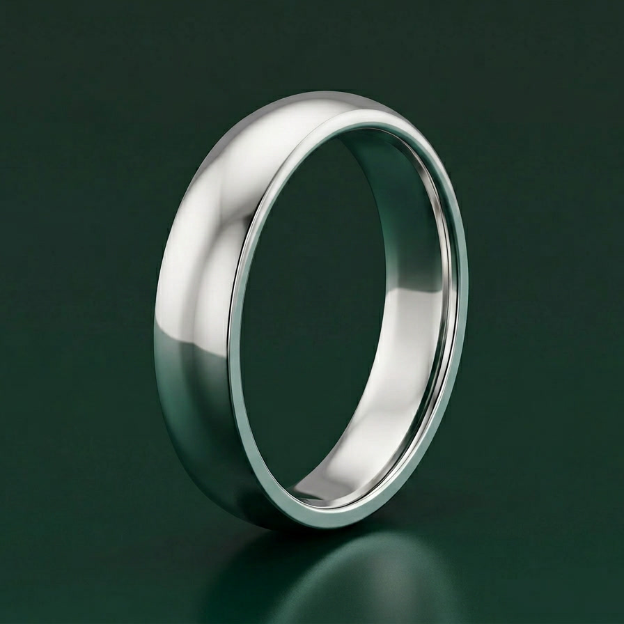 9ct White Gold Light Court Shape 5mm Wedding Ring