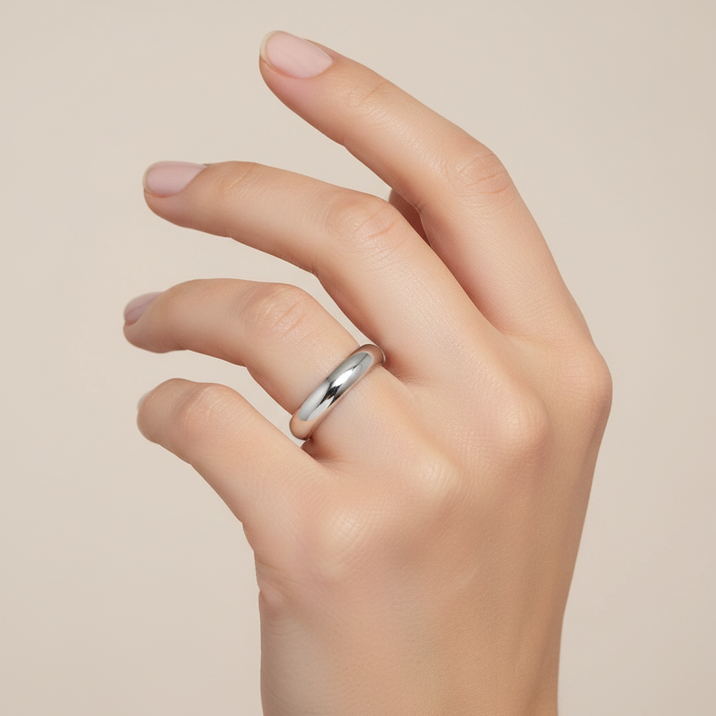 18ct White Gold Heavy Court Shape 3mm Wedding Ring