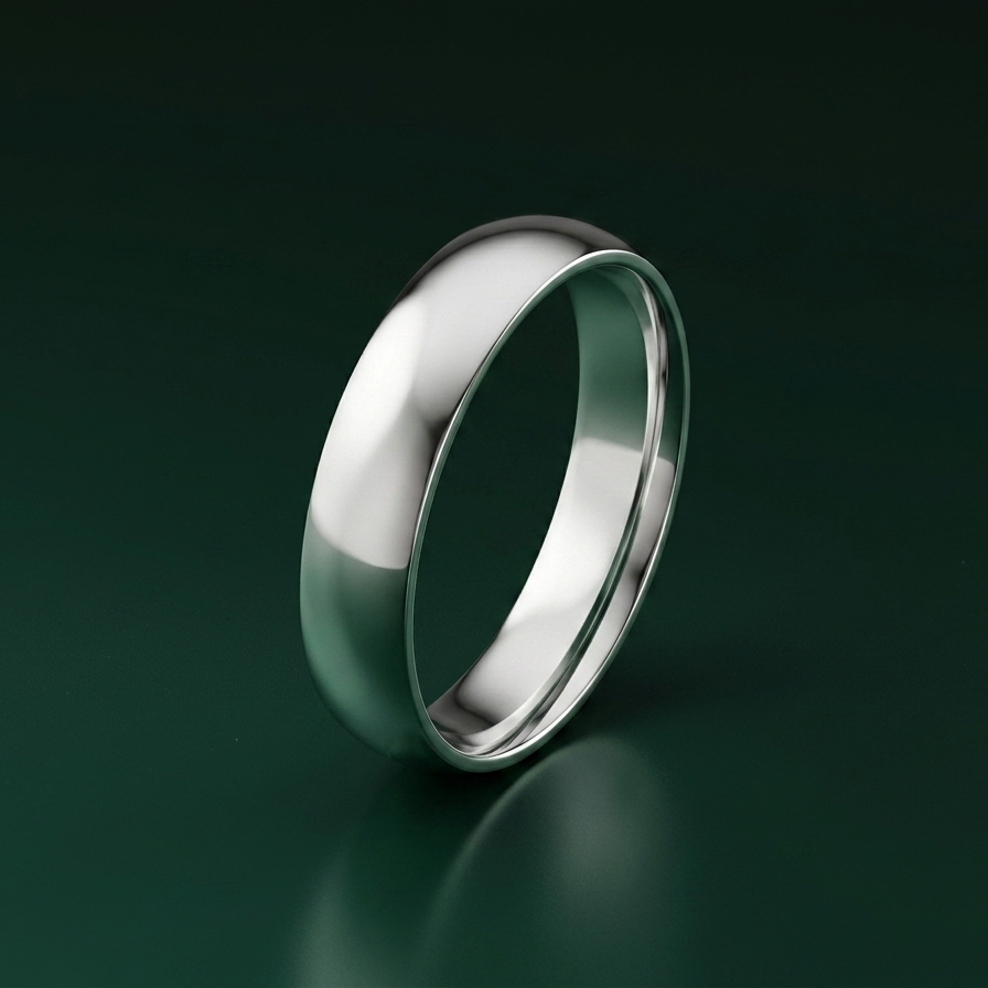 9ct White Gold Light Court Shape 4mm Wedding Ring