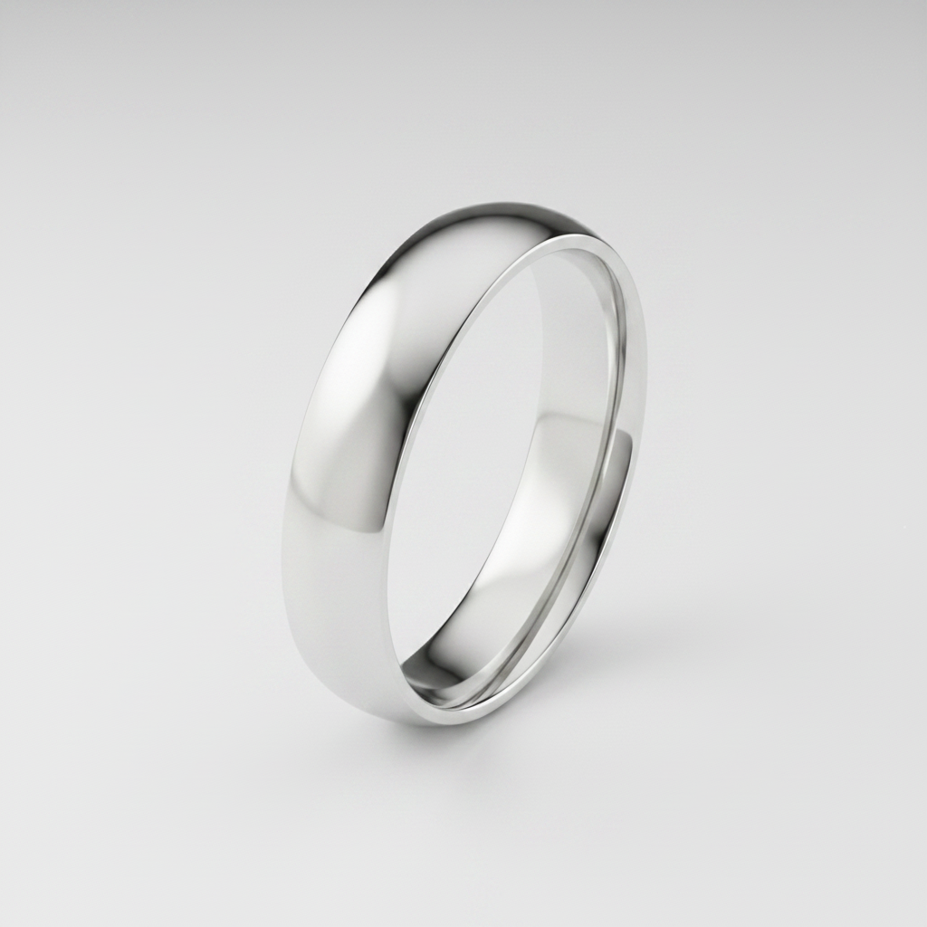 9ct White Gold Light Court Shape 4mm Wedding Ring