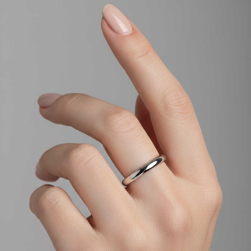18ct White Gold Light Court Shape 2.5mm Wedding Ring
