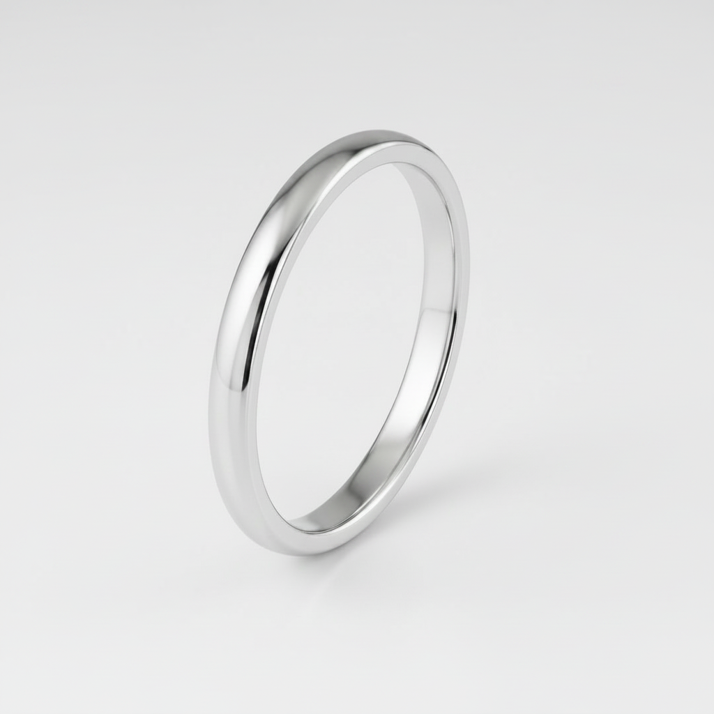 9ct White Gold Light Court Shape 2.5mm Wedding Ring