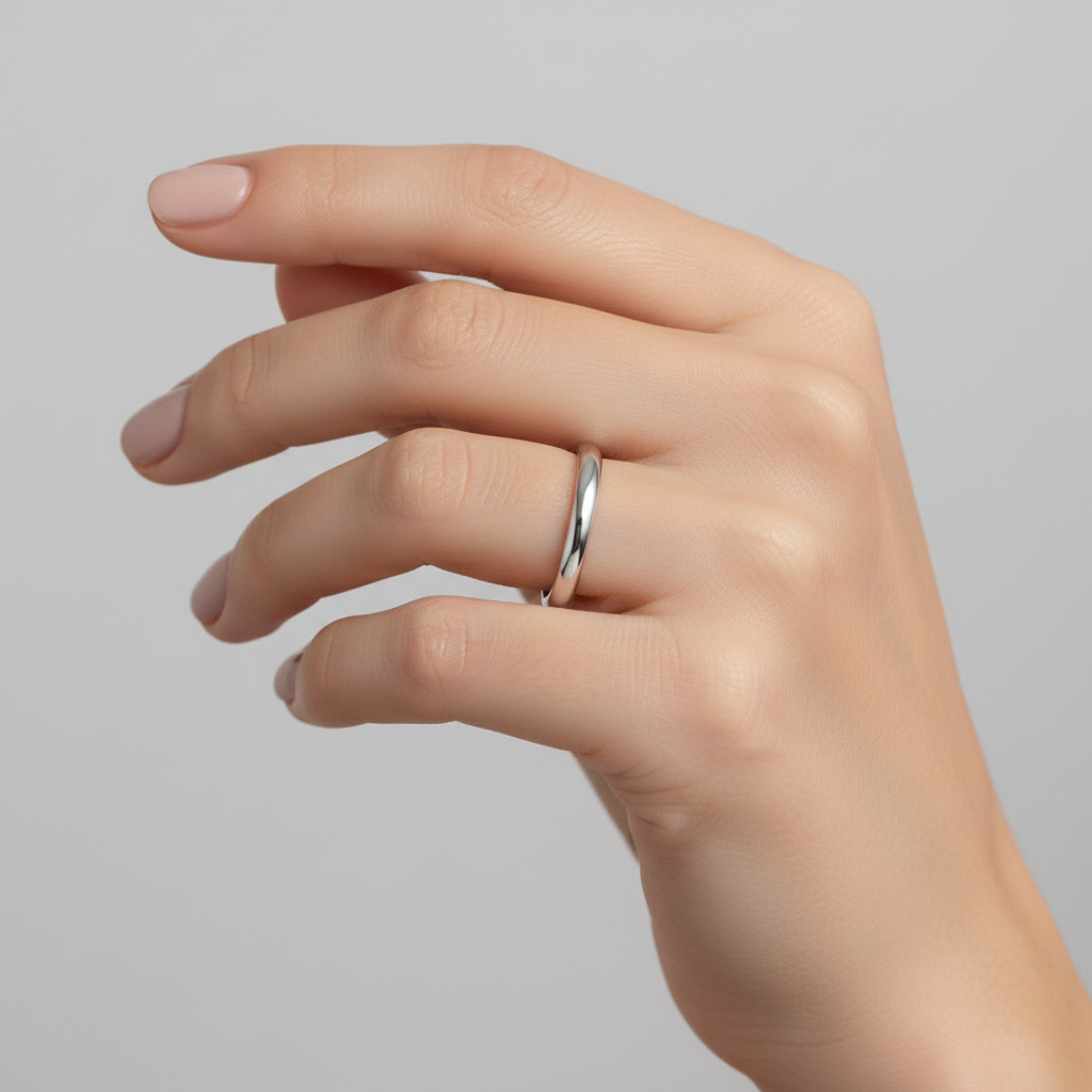 9ct White Gold Light Court Shape 2.5mm Wedding Ring