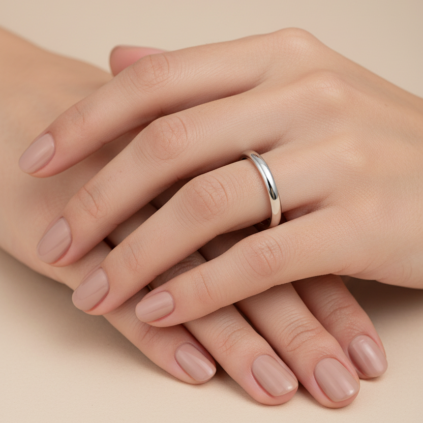 18ct White Gold Heavy Court Shape 2.5mm Wedding Ring