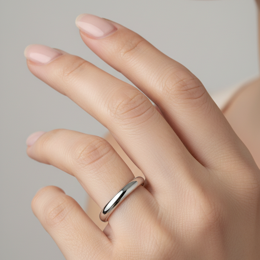 18ct White Gold Heavy Court Shape 2mm Wedding Ring