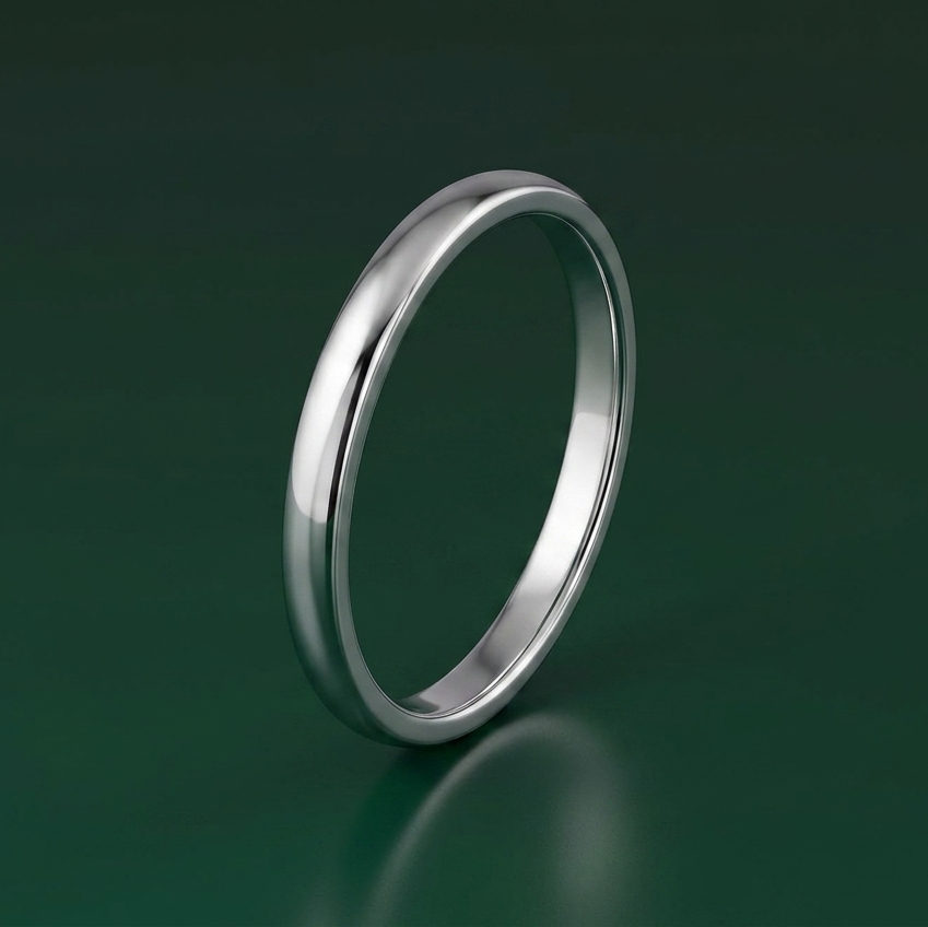 18ct White Gold Heavy Court Shape 2mm Wedding Ring