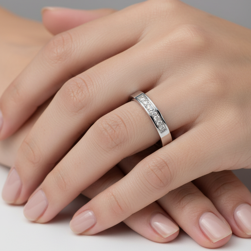 18ct White Gold 0.15 carat Diamond Eternity 3mm Wedding Ring