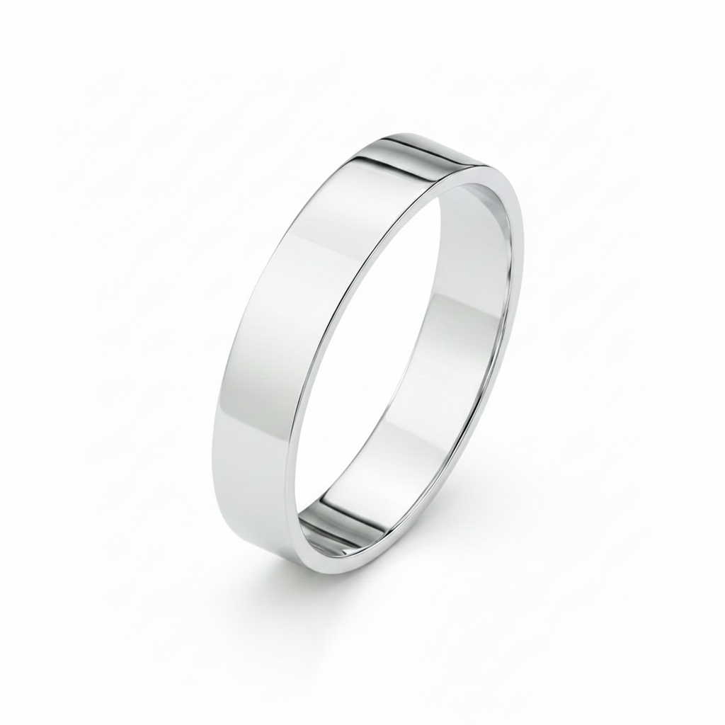 9ct White Gold Light Flat Shape 5mm Wedding Ring