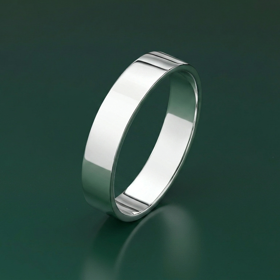9ct White Gold Light Flat Shape 5mm Wedding Ring