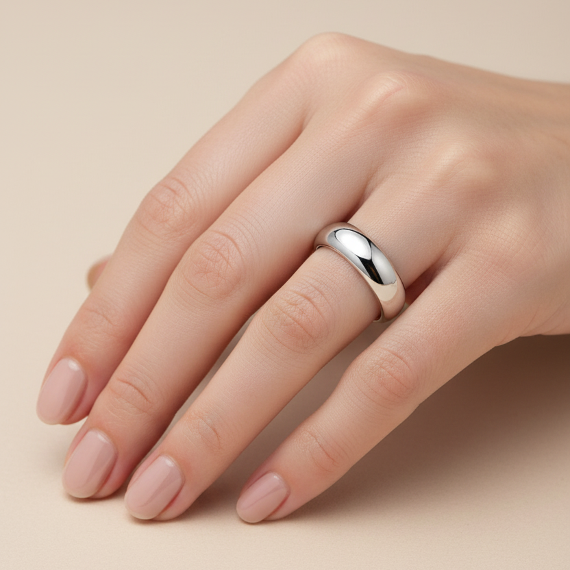 Platinum Heavy Court Shape 5mm Wedding Ring