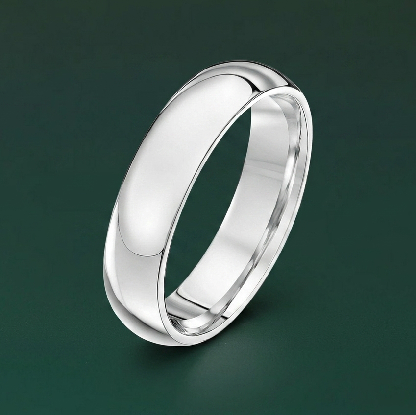 Platinum Heavy Court Shape 5mm Wedding Ring