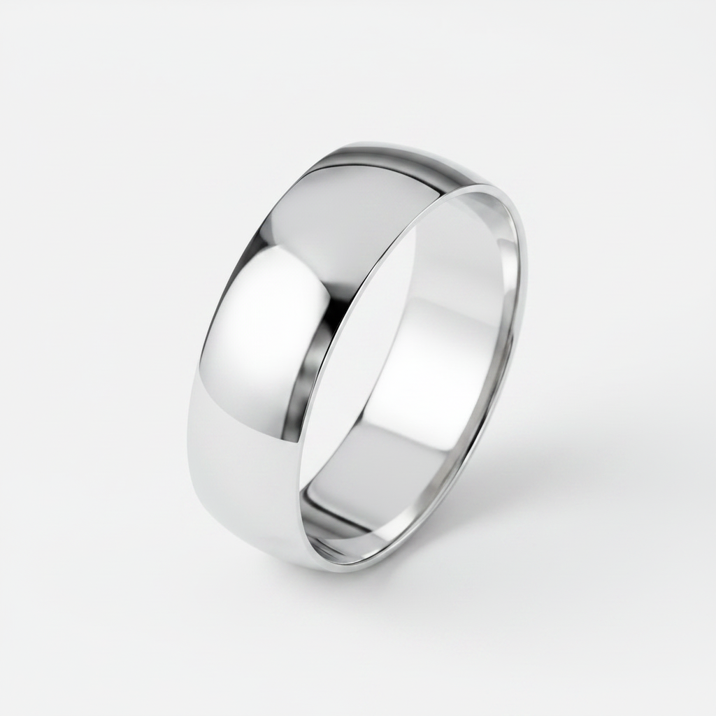 9ct White Gold Light Court Shape 6mm Wedding Ring