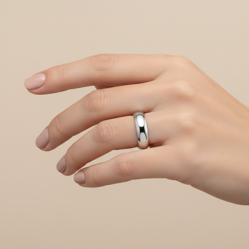 18ct White Gold Heavy Court Shape 5mm Wedding Ring