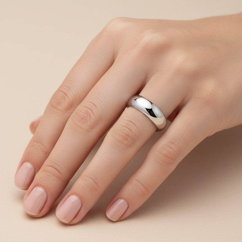 18ct White Gold Light Court Shape 5mm Wedding Ring