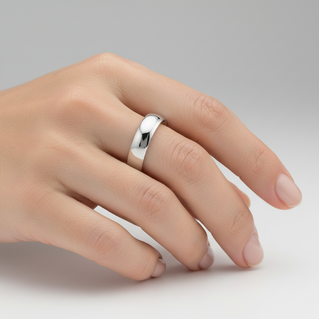 18ct White Gold Extra Heavy Court Shape 5mm Wedding Ring