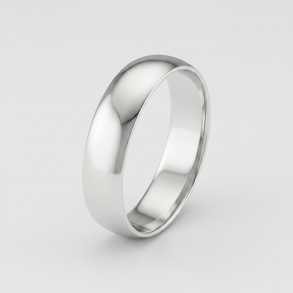 9ct White Gold Extra Heavy D Shape 5mm Wedding Ring