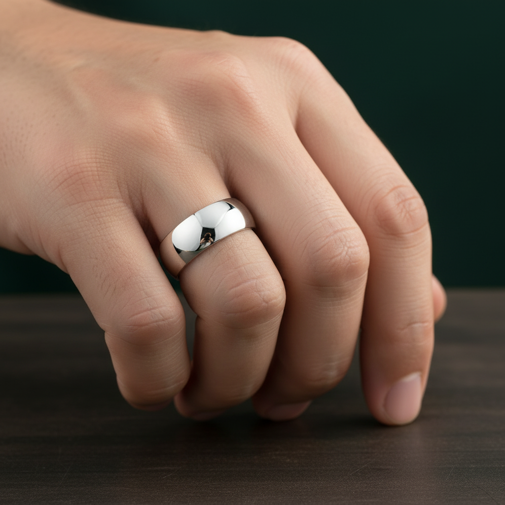 9ct White Gold Heavy Court Shape 9mm Wedding Ring