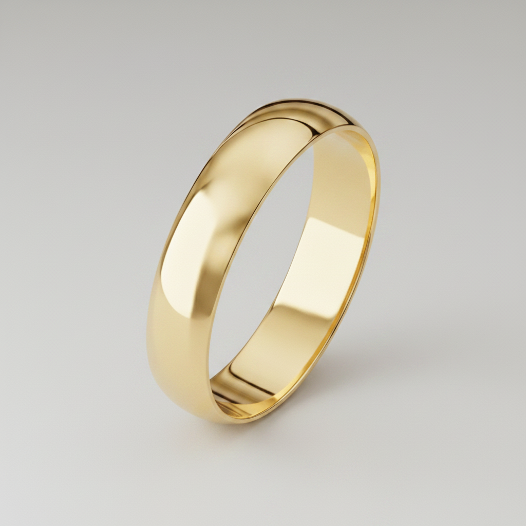 9ct Yellow Gold Light D Shape 4mm Wedding Ring
